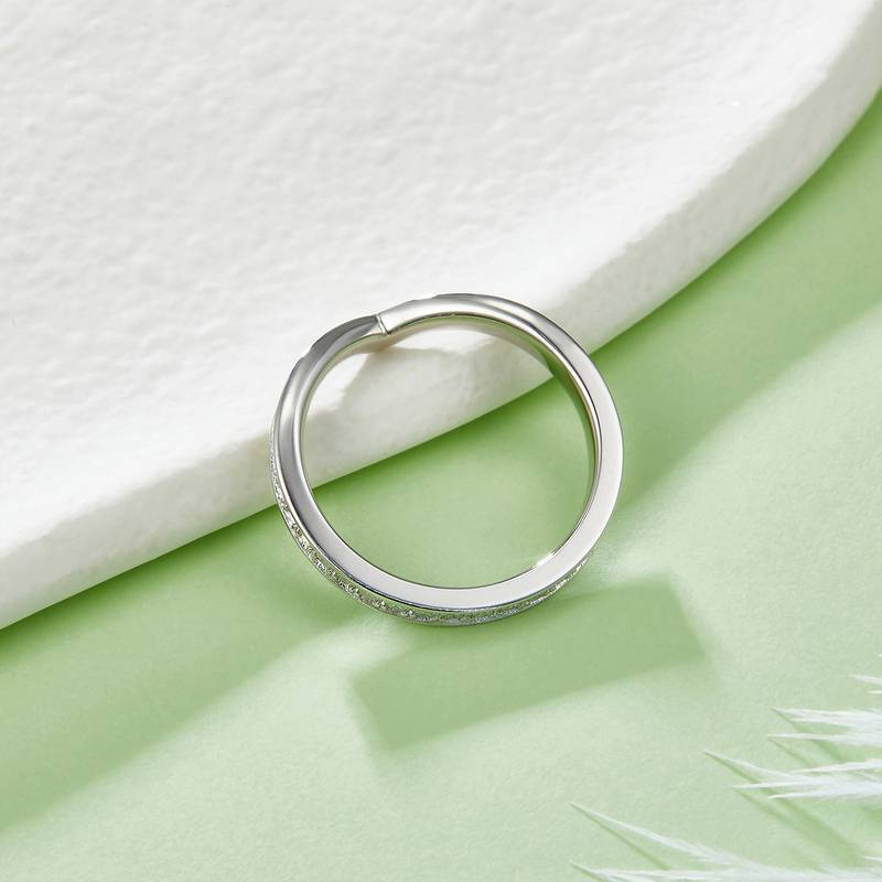 V-Row Ring Full Circle Guard S925 Silver Plated Platinum Moissanite 60 Points D-Grade